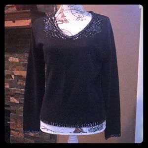 Worthington V-Neck Bead/Sequin Embellished Sweater